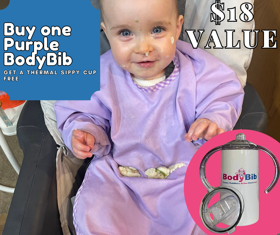 Purple BodyBib and Thermal Sippy Cup